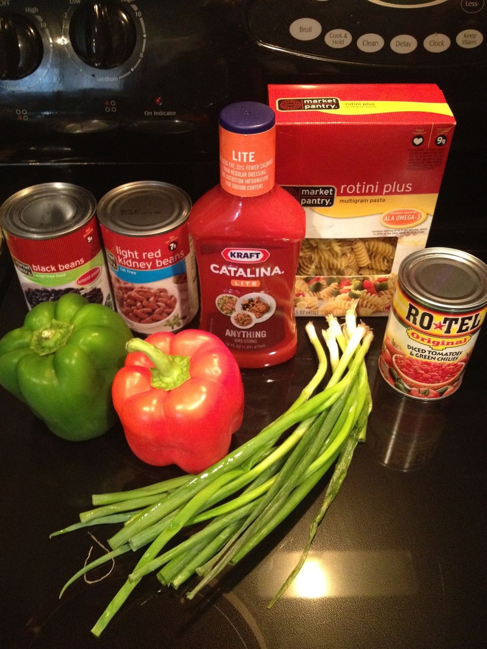 I like to use tri-colored rotini when I want to impress (it adds excellent color to the dish) but otherwise I use multigrain because it is healthier. You can also substitute Lite Catalina for regular