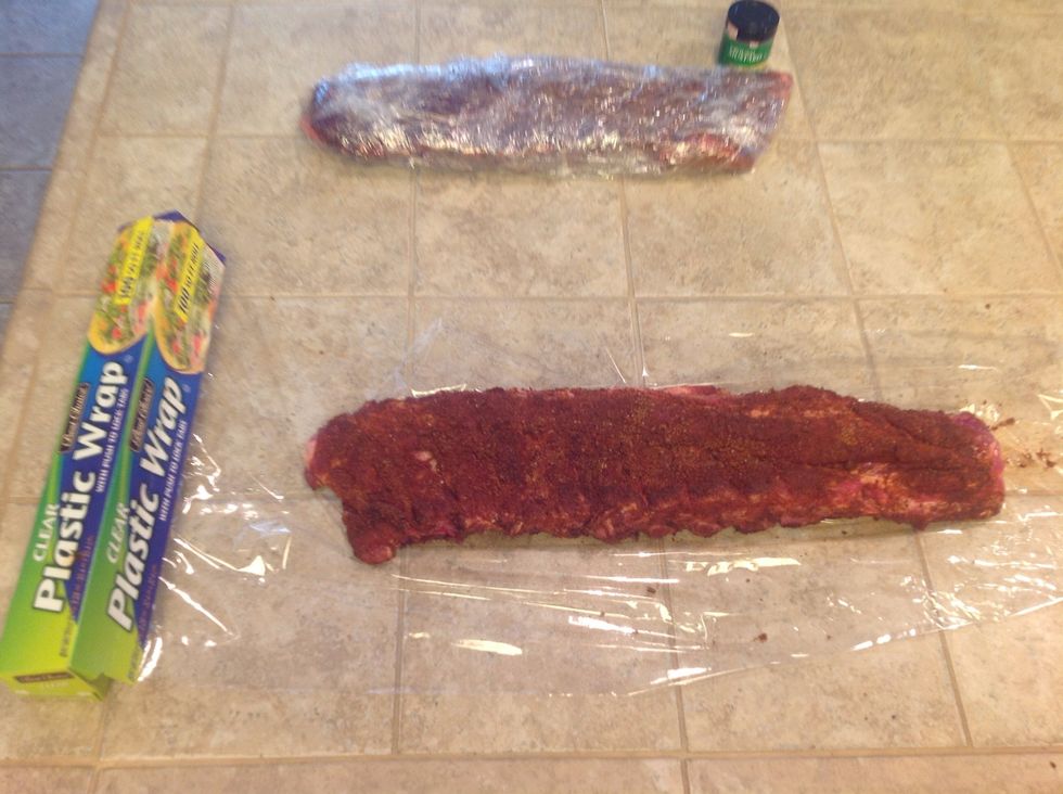 I like to wrap the ribs in Saran wrap. I prefer to place them back in the fridge and let them sit for another day or two to let the meat soak up the seasonings.