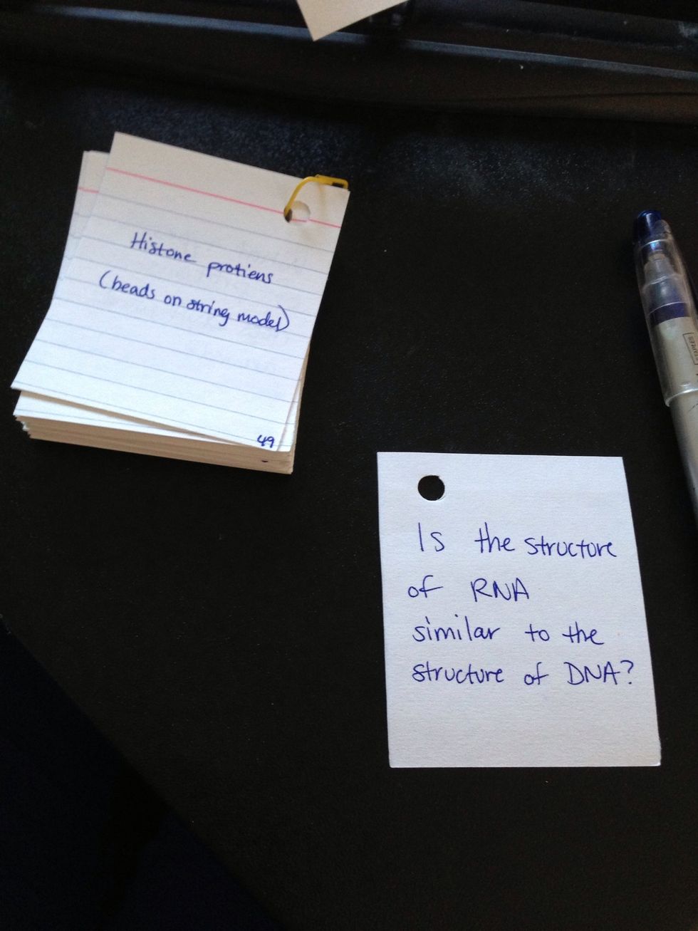 I like to write the question on the blank side...