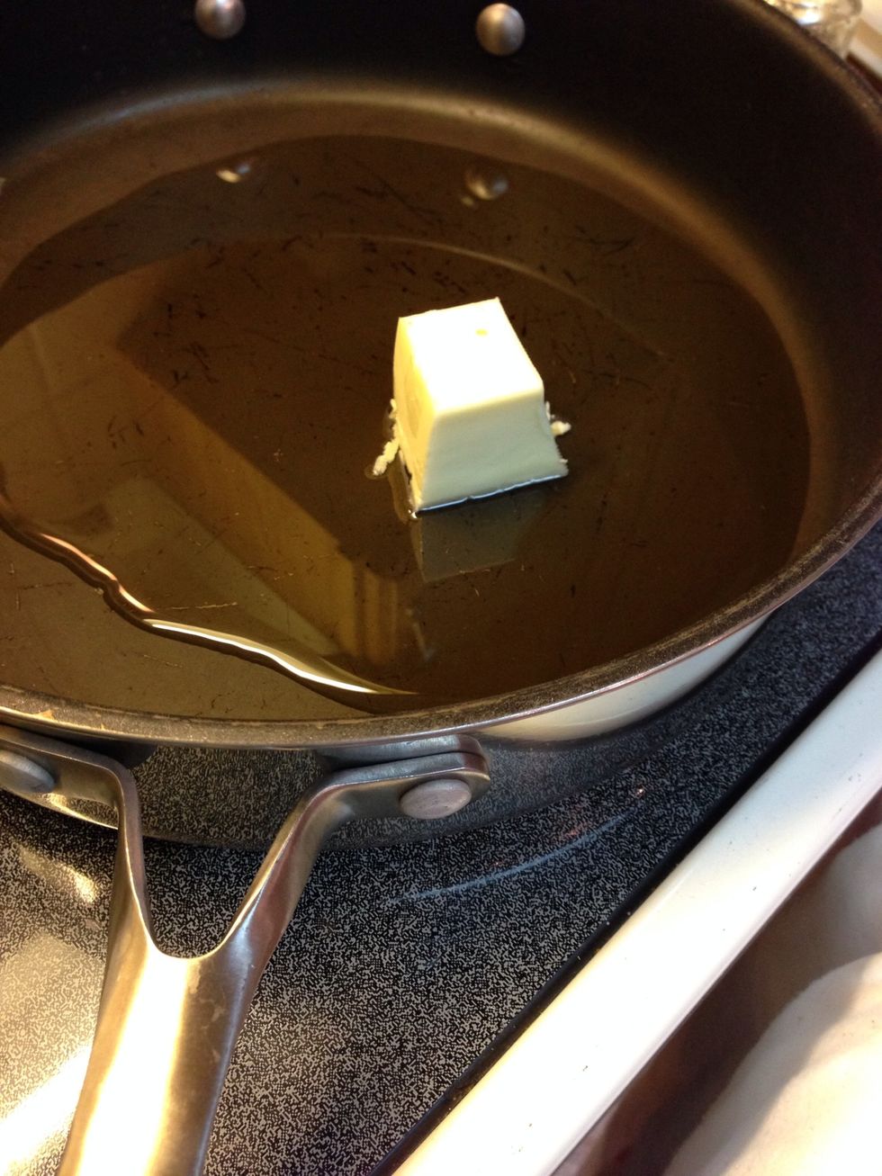 I like using a straight sided fry pan and just a thin layer of oil and butter for frying.
