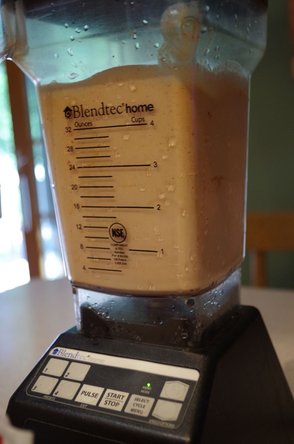 I like using organic ingredients: Add 1 c homemade almond milk, 1 serving protein powder, 1 tbsp maca powder, 8 frozen strawberries, 1/4 c peanut butter, and 1 tbsp raw honey. Blend until smooth!