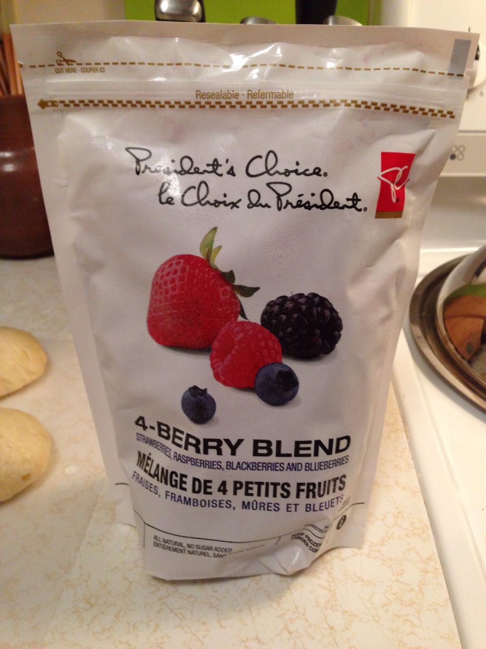 I'll be using a frozen 4 Berry mix to make my fruit sauce.