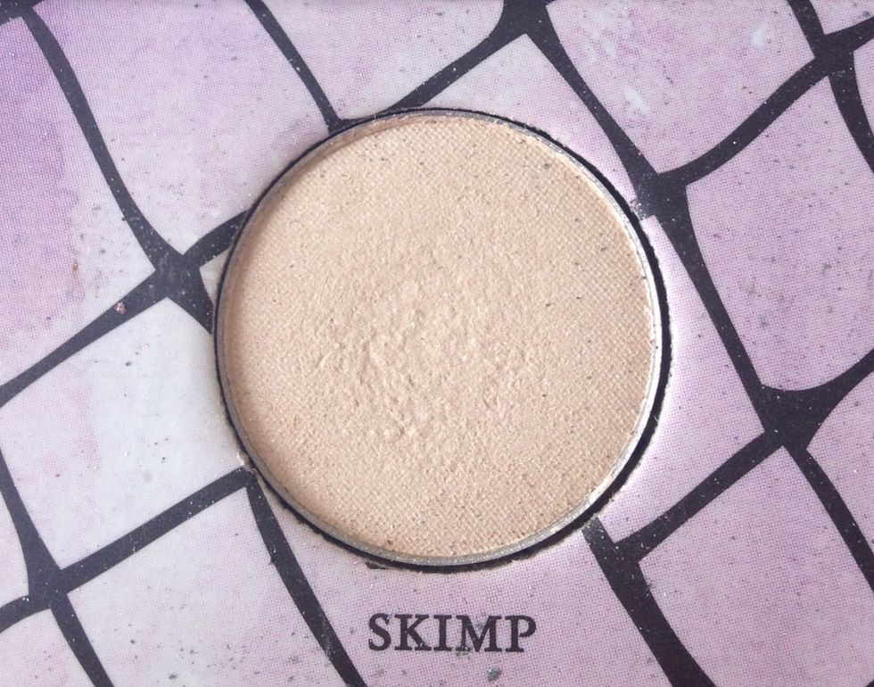 I'll first be using the color skimp which is a cream/white shade and applying all over the lid with a flat shader brush