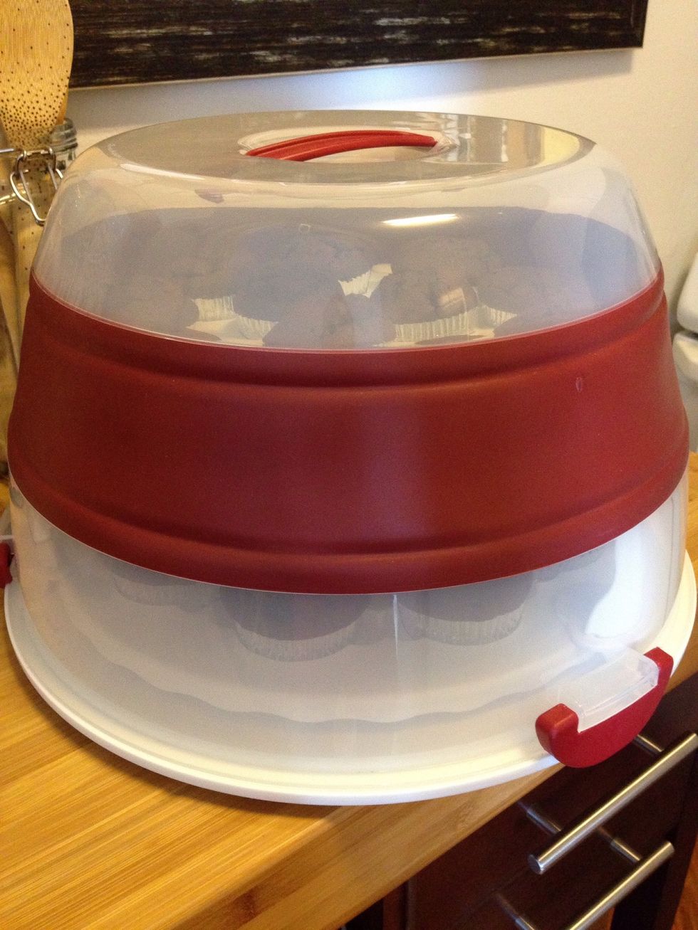 (I LOVE my cake/cupcake carrier and wanted to share it with you! It's by Progressive and is very durable - I wholeheartedly recommend it if you're like me and deliver cupcakes wherever you go!) :)