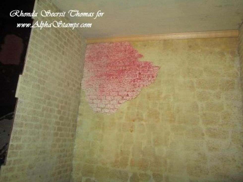 I love older buildings with crumbling bits of wall, both brick, stone, and plaster and wanted to replicate that. A little coating of glue and it's connected forever.