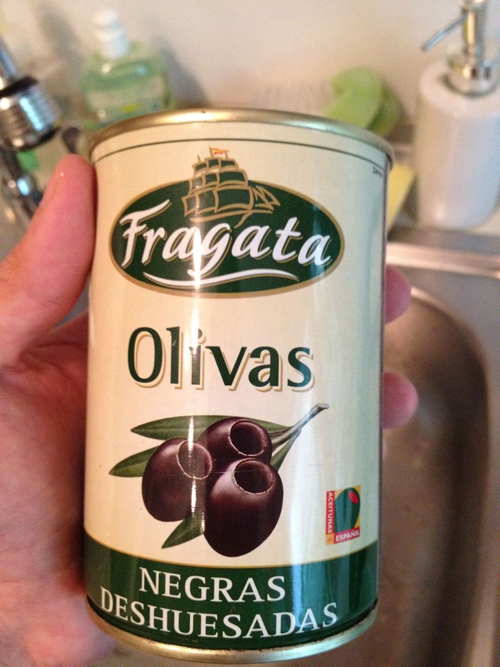 I love pitted black olives, but you can use your favorite olives. Get one that are soaked in mineral water or just water not oil.
