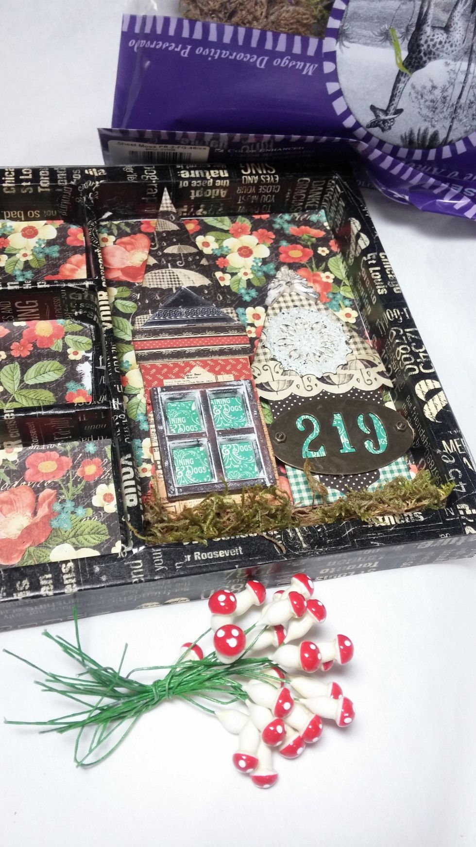 I love the texture of the moss, as well as it's ability to hide imperfections. I layered it on with E6000.