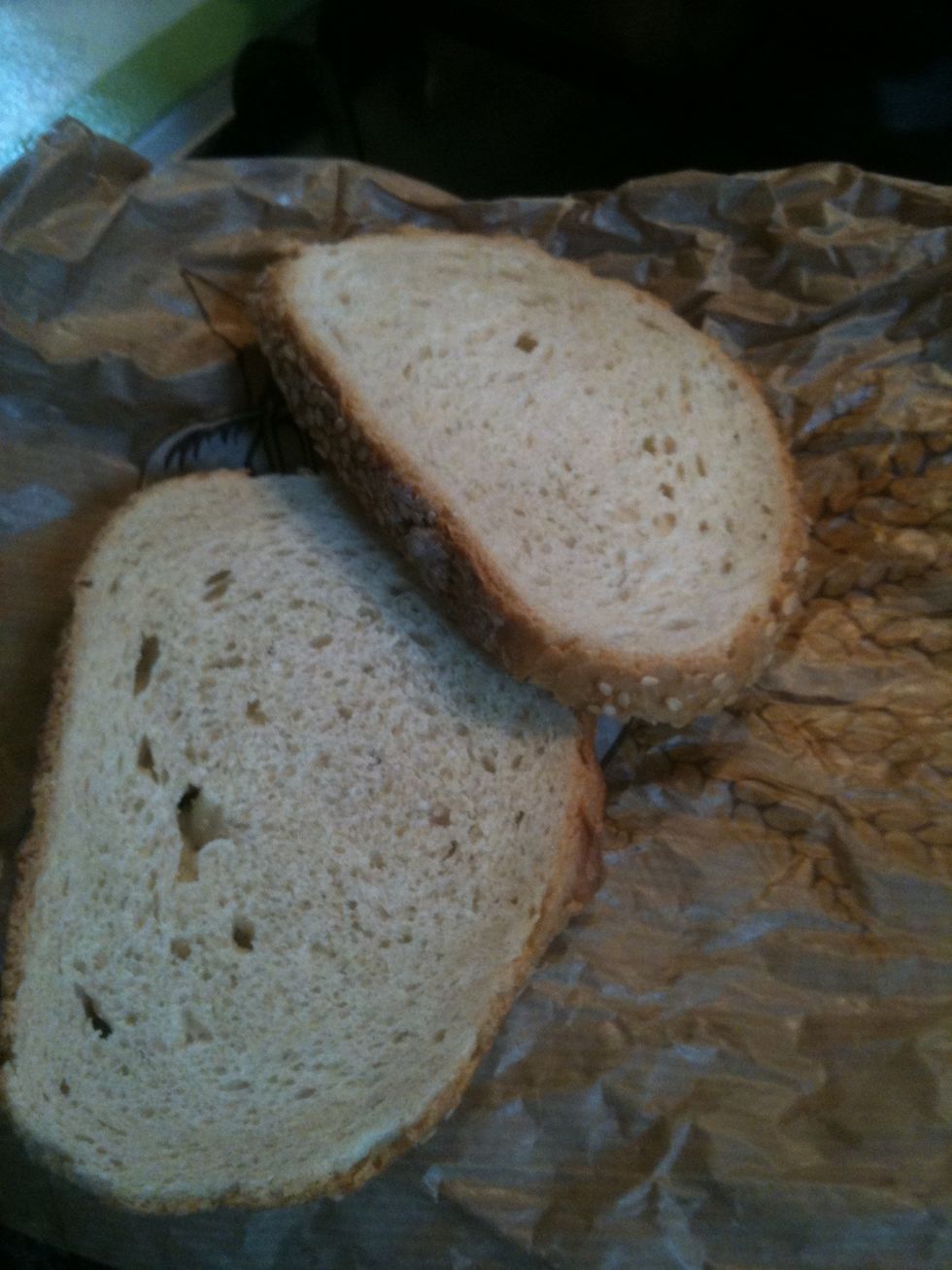 I love these tiny slices, medium toast the slices