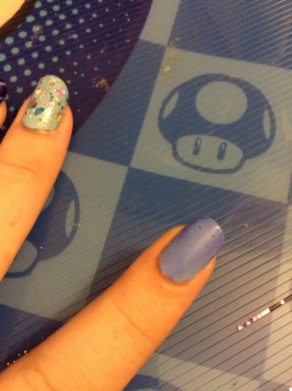 I'm doing this over polish I'm already wearing. You just need a base coat.