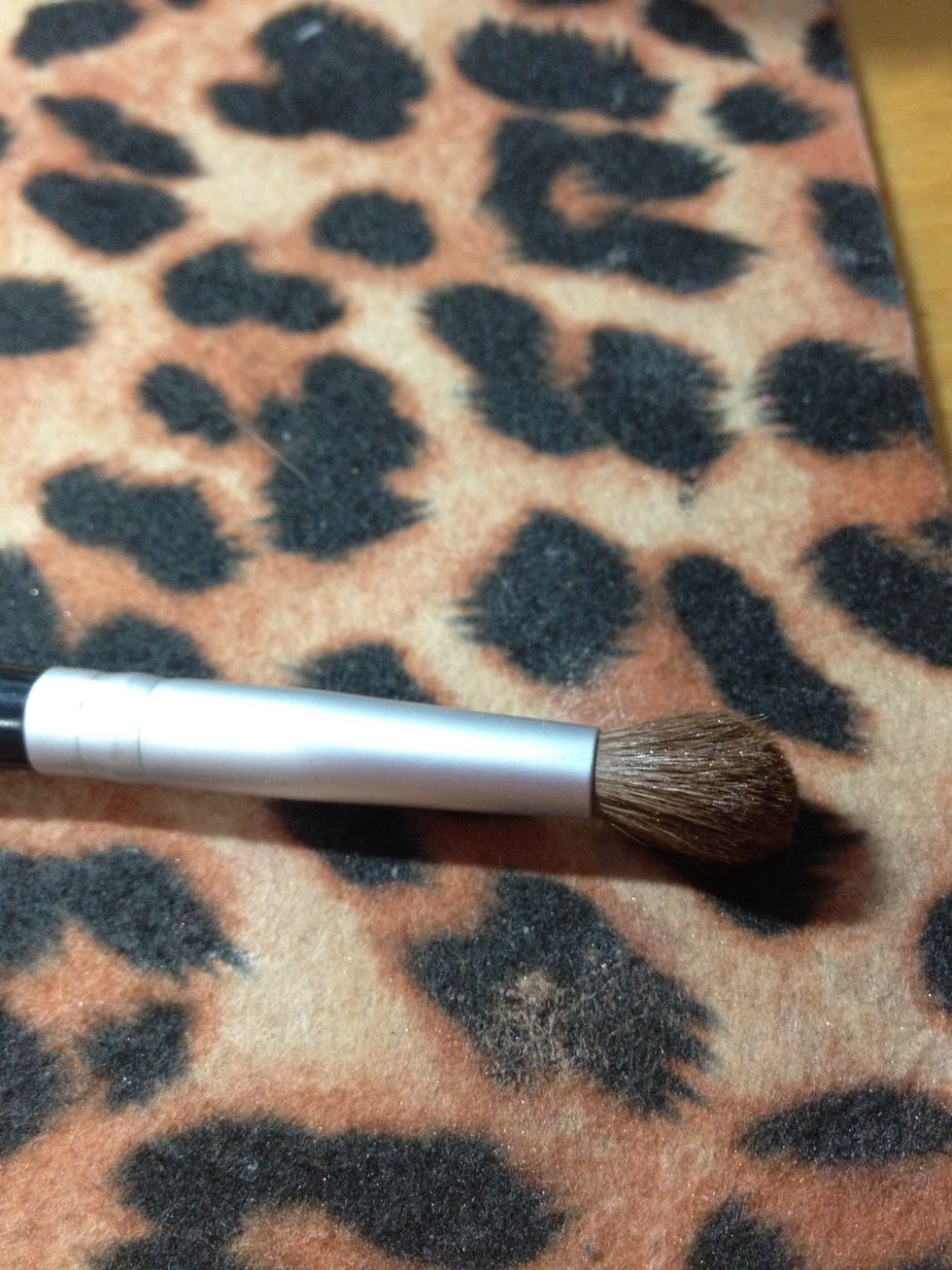 I'm going to use this brush with nothing on it just to blend out "Darkhorse" on my lid. You can use any fluffier brush you like. Just drag the shadow so you don't have any harsh lines.