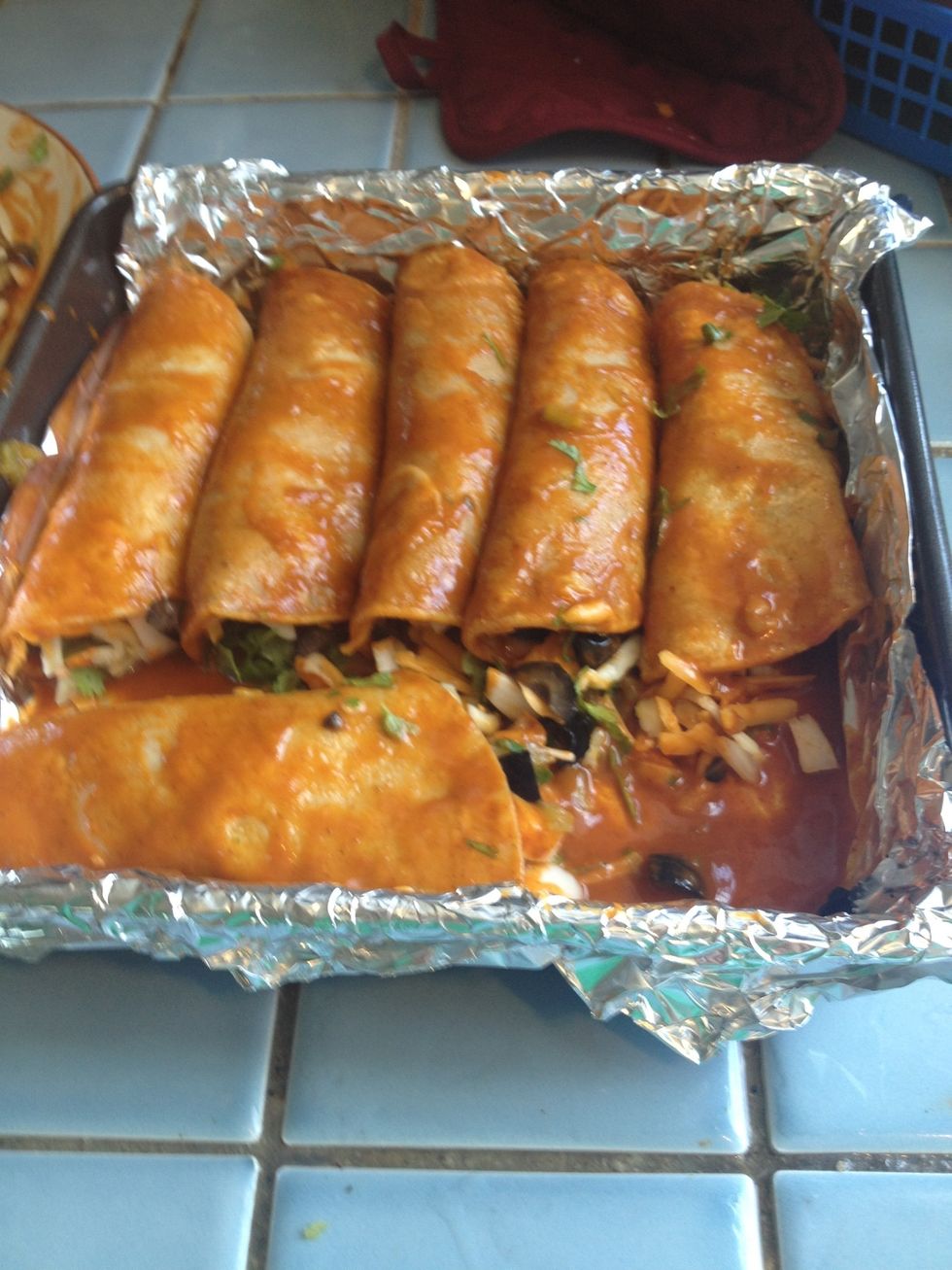 I'm just making six enchiladas in this batch but you can make more or less depending on how many people you're feeding.