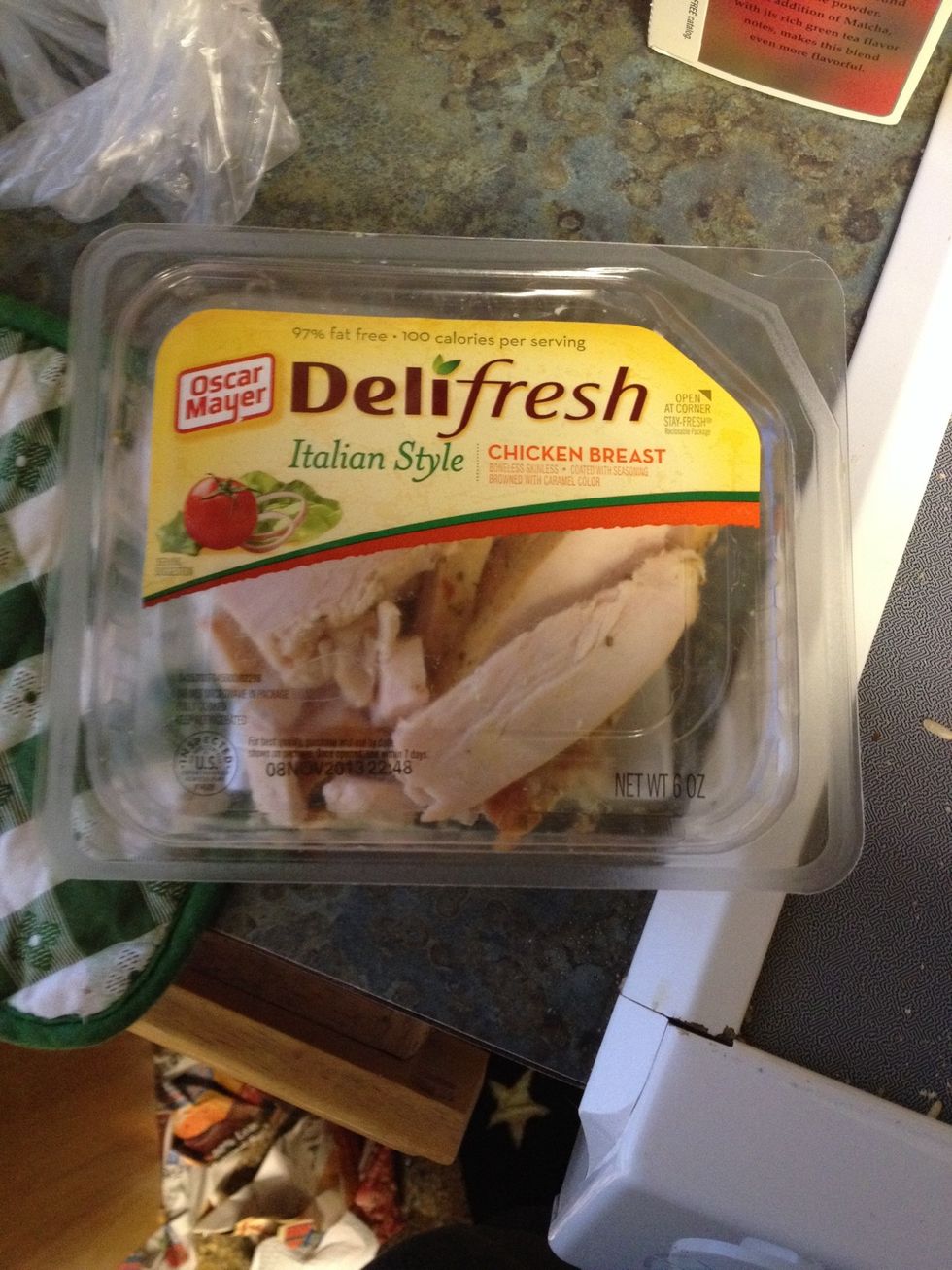 I'm lazy so I like the pre cooked and chopped up chicken but if you're more motivated than me you can buy chicken breast and cook it by hand.
