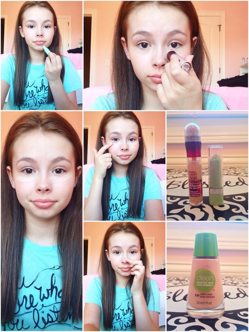 I'm starting out this look with the face makeup. I'm covering up any blemishes with a bit of foundation. I break out bad in the same places constantly, so using foundation instead of concealer is a...