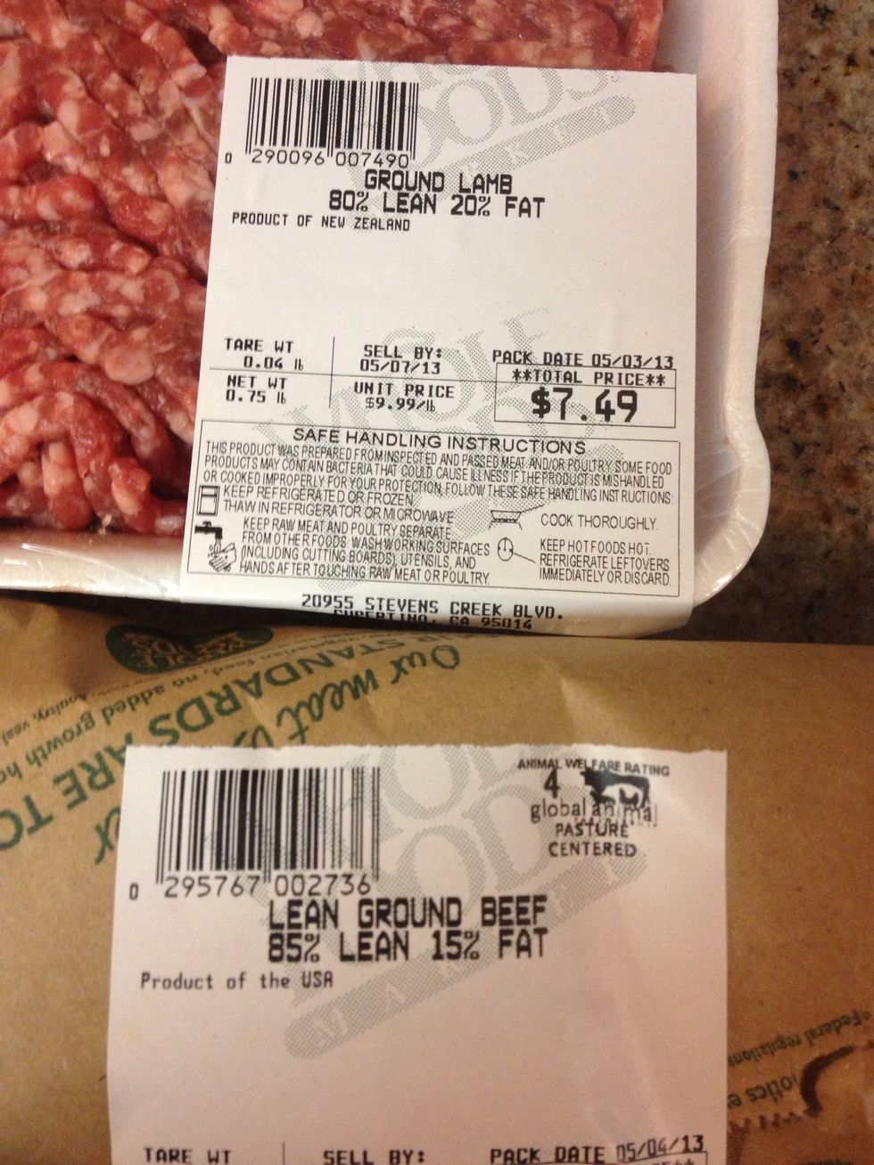 I'm using a 2:1 lamb to beef ratio. Shoot for 20% fat content. You need the fat you don't need the lamb, but I love Lamb and its traditional.