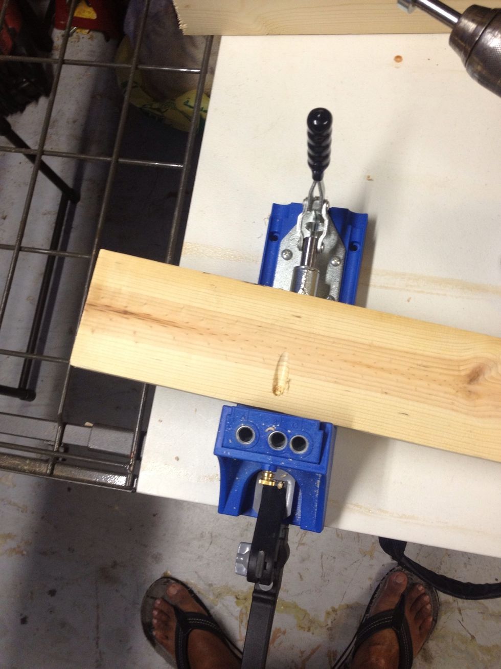 I'm using a pocket hole jig to drill holes to attach the frame, but you can use any method