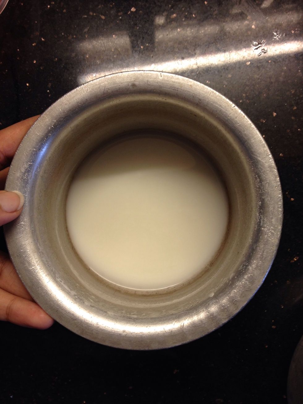 I'm using fresh homemade almond milk. Feel free to use soy/coconut milk or even regular milk if you aren't too fussy!