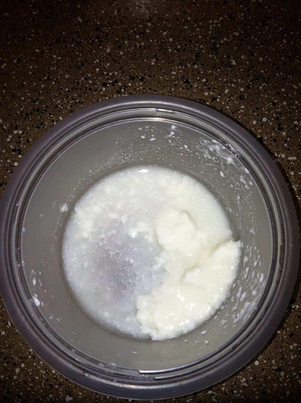 I'm using leftover yogurt (1 tablespoon), you can use a table spoon of plain store bought yogurt. It should be at room temperature
