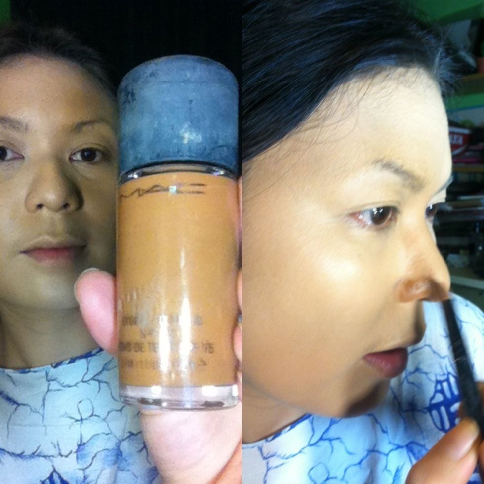 I'm using MAC NC 55 to make a shades for my nose and my chick bone. U can use it to contour depends on your face shape