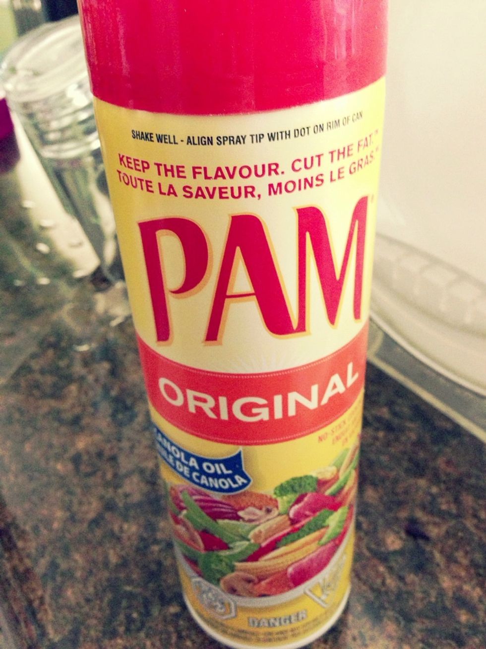 I'm using Pam cooking spray to grease my pan. Highly recommended.