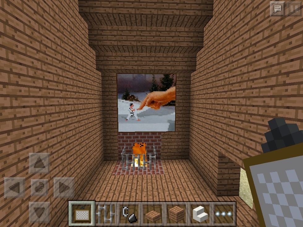 I made a fire place and put a big picture