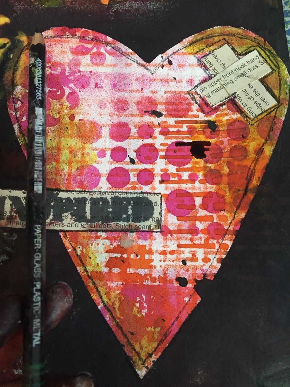 I made a little bandage out of scrap papers,  glued it and inspired paper to heart.