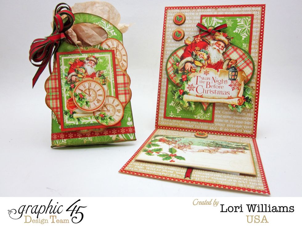 I made a matching easel card to coordinated with my mini bag. Want to see more pictures of my projects...head over to Graphic 45's blog. http://g45papers.typepad.com/