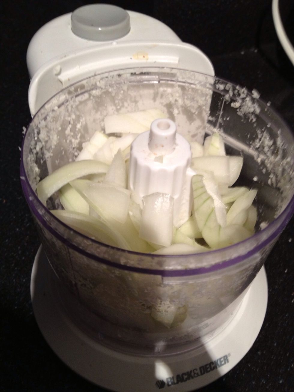 I made a mistake here, used the white onions instead of the red onion for the sauce. It turned out fine, but the sauce ends up looking kind of bland.