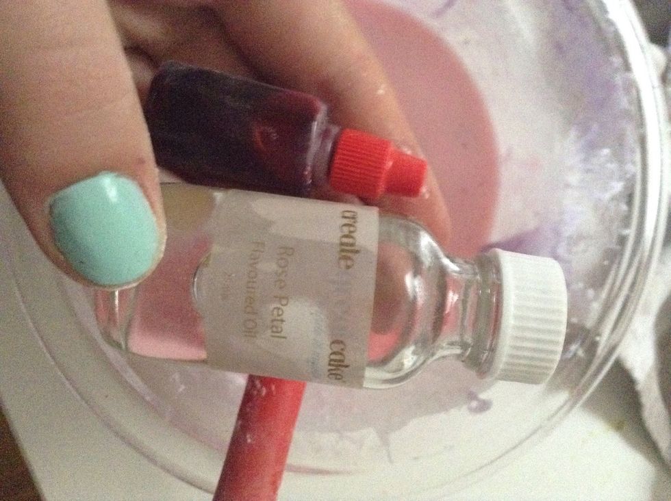 I made another batch with red food dye and rose flavouring for a Turkish delight effect