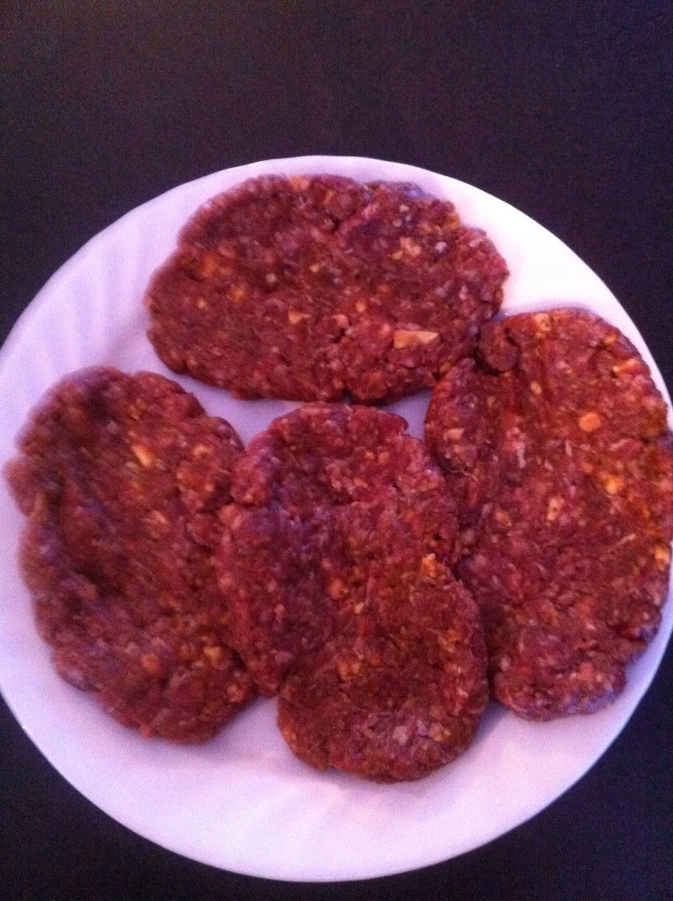 I made homemade burger patties using my favourite recipe. You can use premade frozen or fresh. Since I made my own I shaped them to fit my bread.
