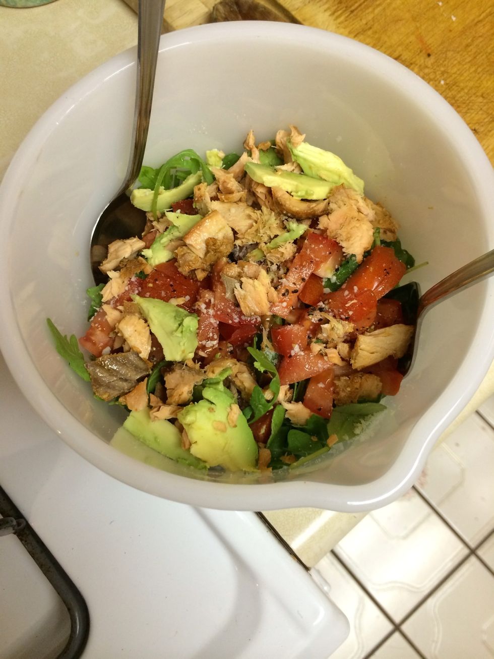 I made myself and awesome smoked salmon salad while I wait for everything to come together \ud83d\ude01