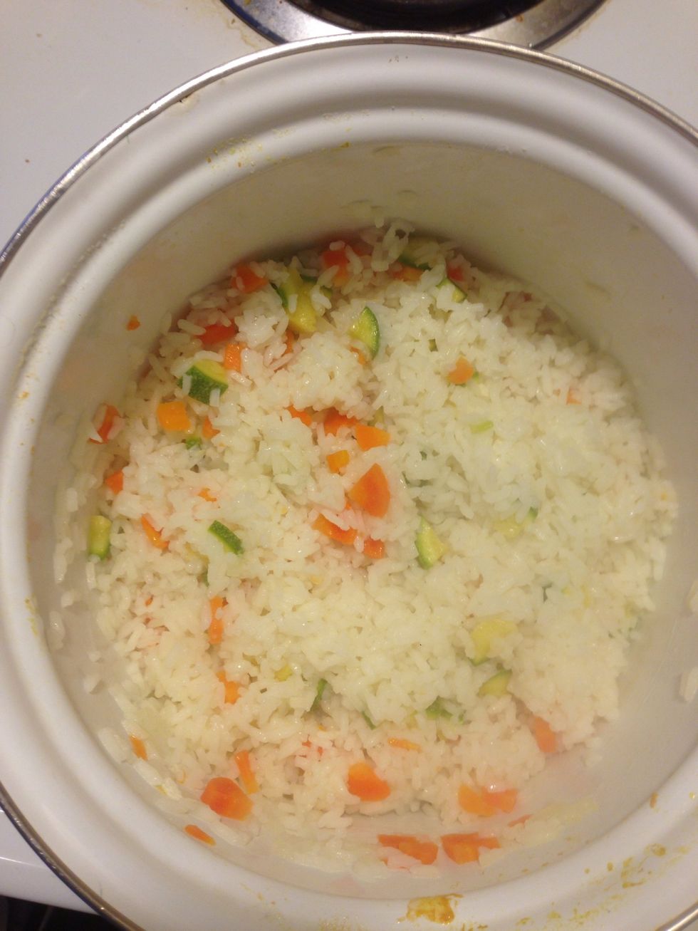 I made rice with carrots and zucchini to go with it.