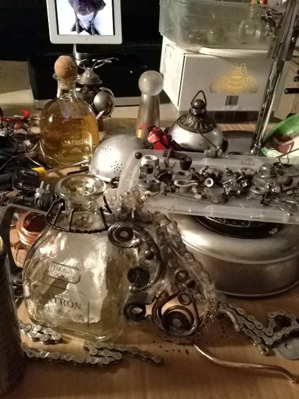 I made sure to clean the found objects I was using. Although I feel the rust was important aesthetically it had to be sealed! Tape and I go WAY back & it was used to really get Bee Extraordinary right