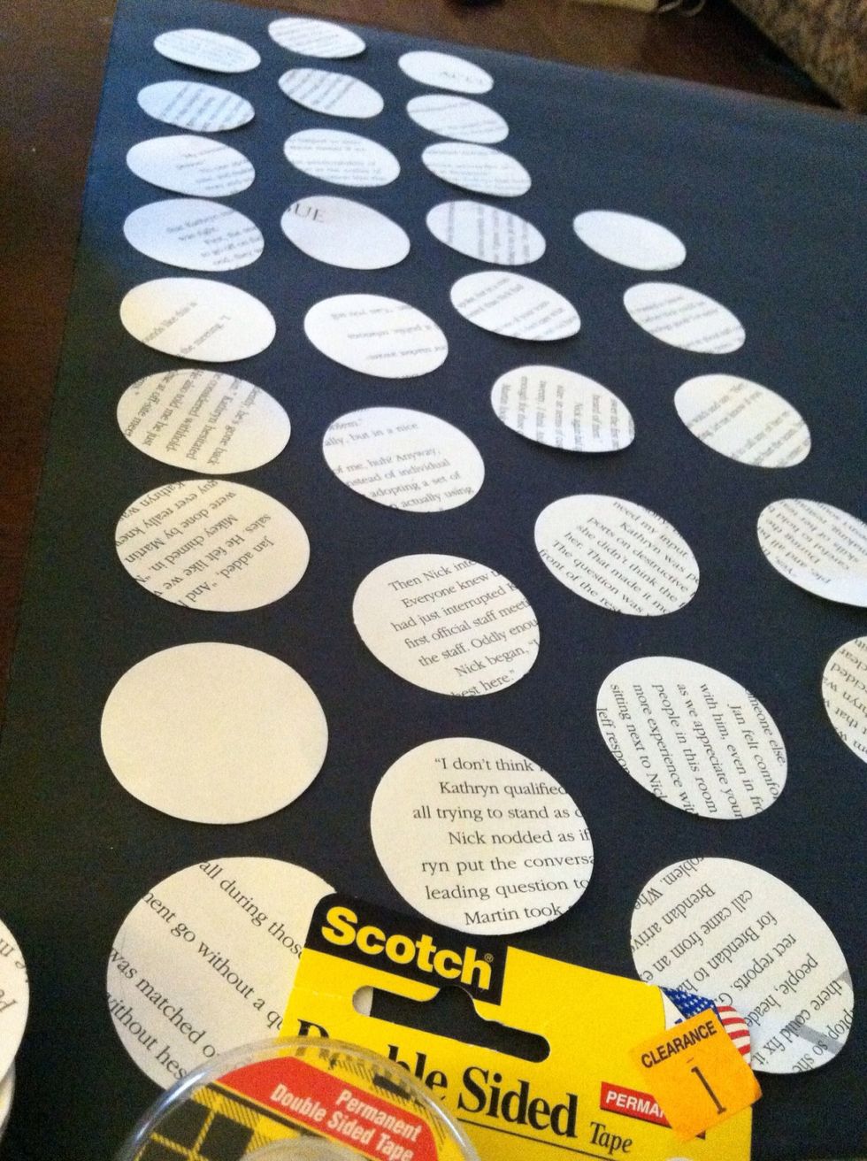 I made this more difficult than it needed to be by painting my own circles. I took and old book and made circles using a circle punch.