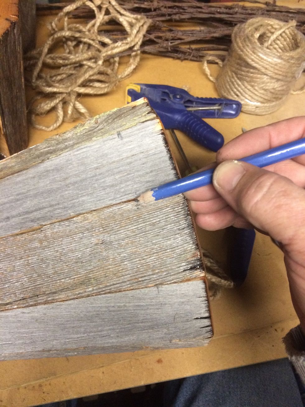 I make a mark about an 1" down from the top.