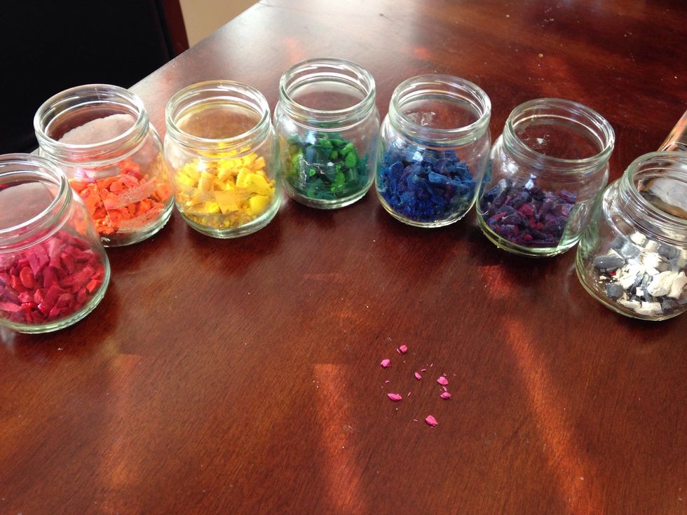 I may have been collecting crayons for awhile. :/ I'm going to start with those pink chips on the table.