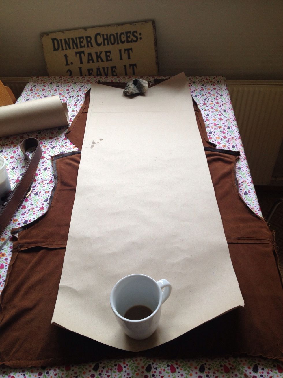 I measured one of my tote that I liked the size of and transferred the measurements to the suede. My tote was 14 inc. wide and 16 inc. long so I needed 14x32 inc.