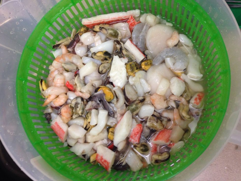 I mix it and rinse it