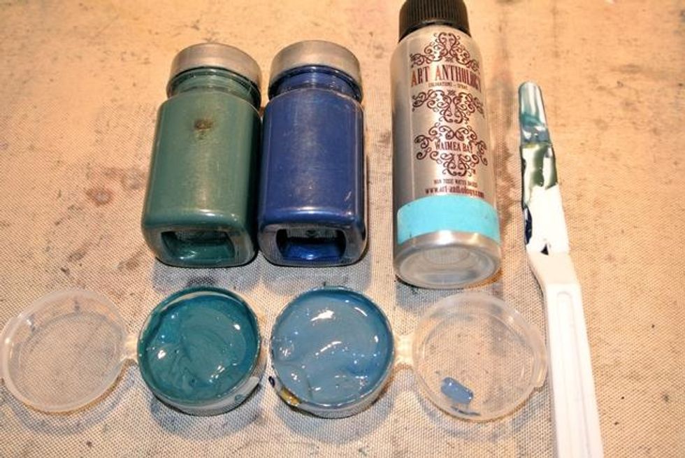 I mixed the Gems with a little gesso and Waimea Bay.