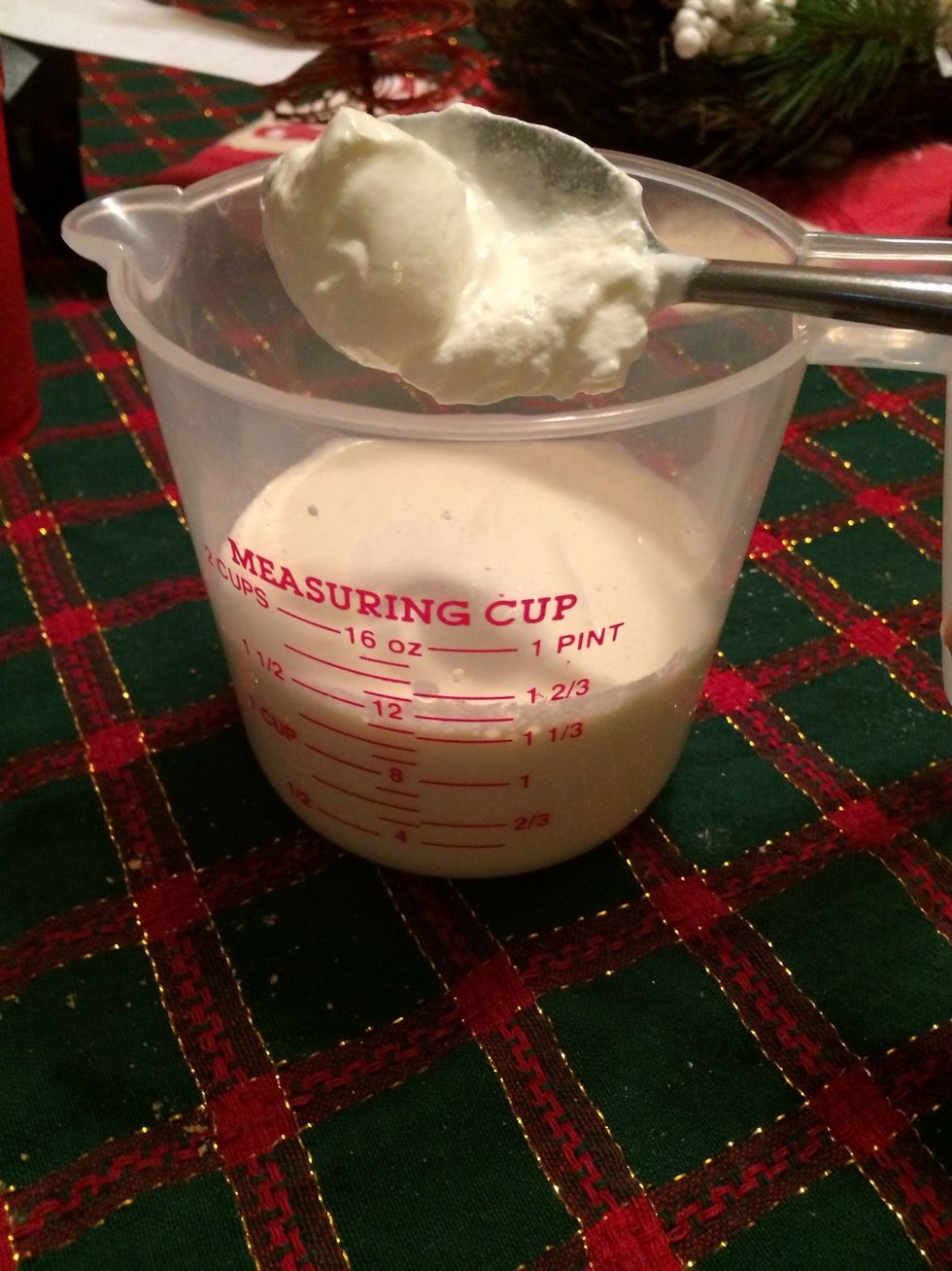 I mixed the heavy cream and sour cream together before adding it to my batter.