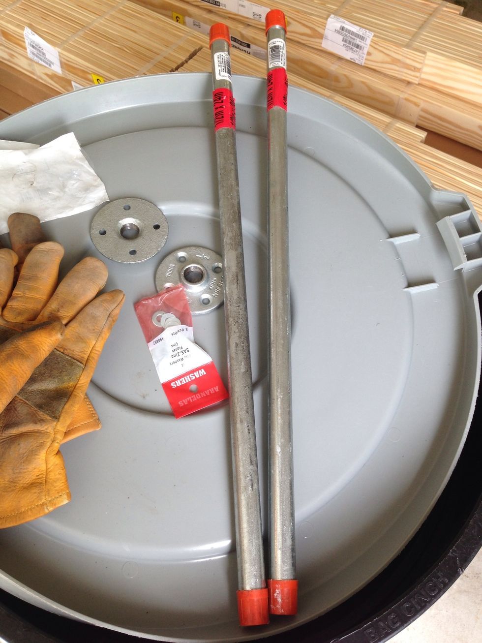 I originally purchased two pieces of pipe and wall mounts for $35.69 from lowes . This is a MUCH less expensive alternative, I kept my receipt!