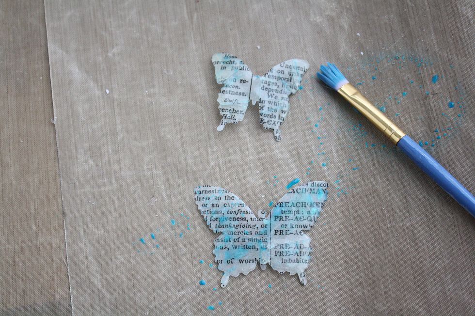 I painted on some mist to give some color. It will seep into the cracks