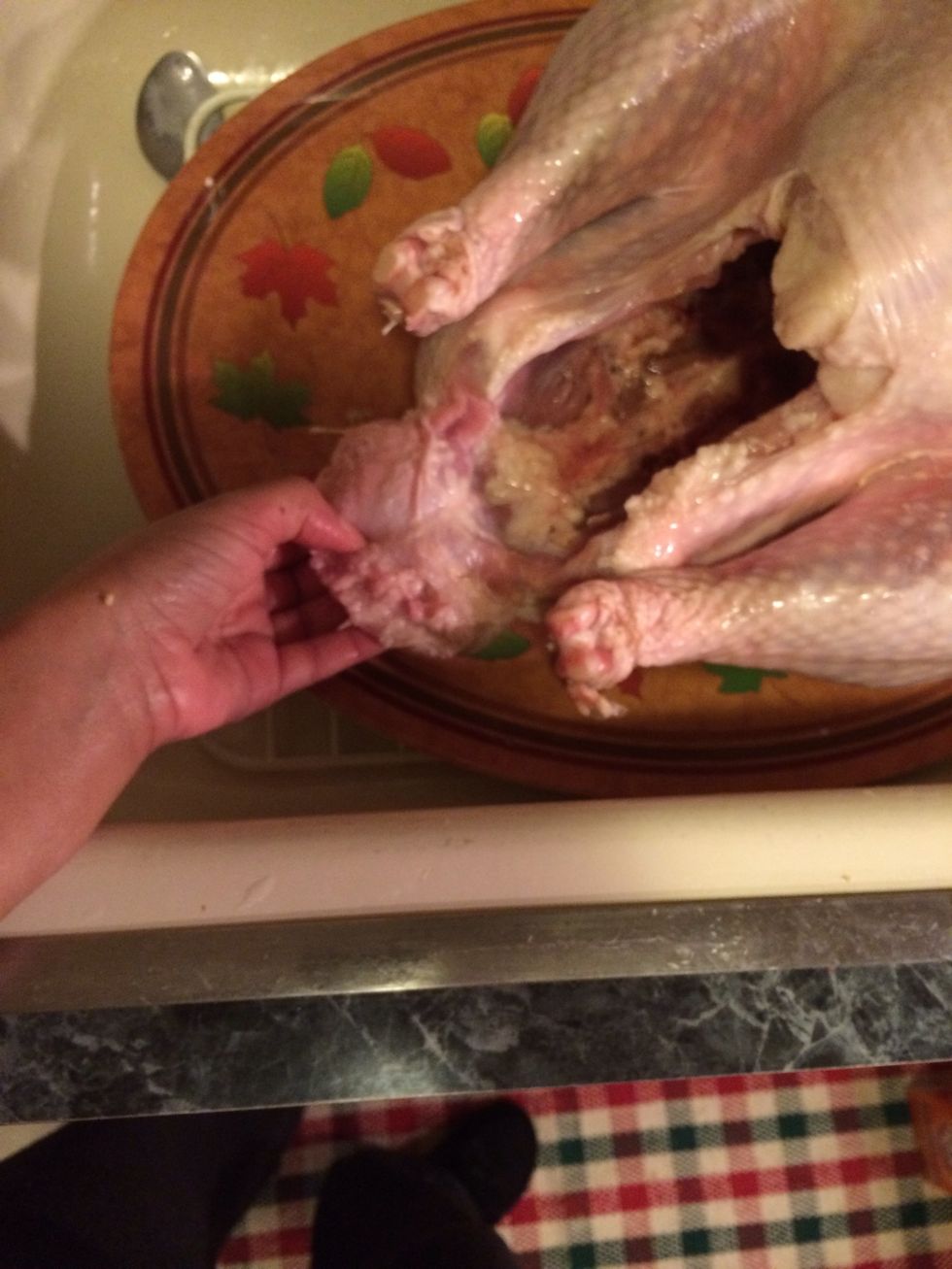I personally dislike this piece of the turkey, so i will remove it.