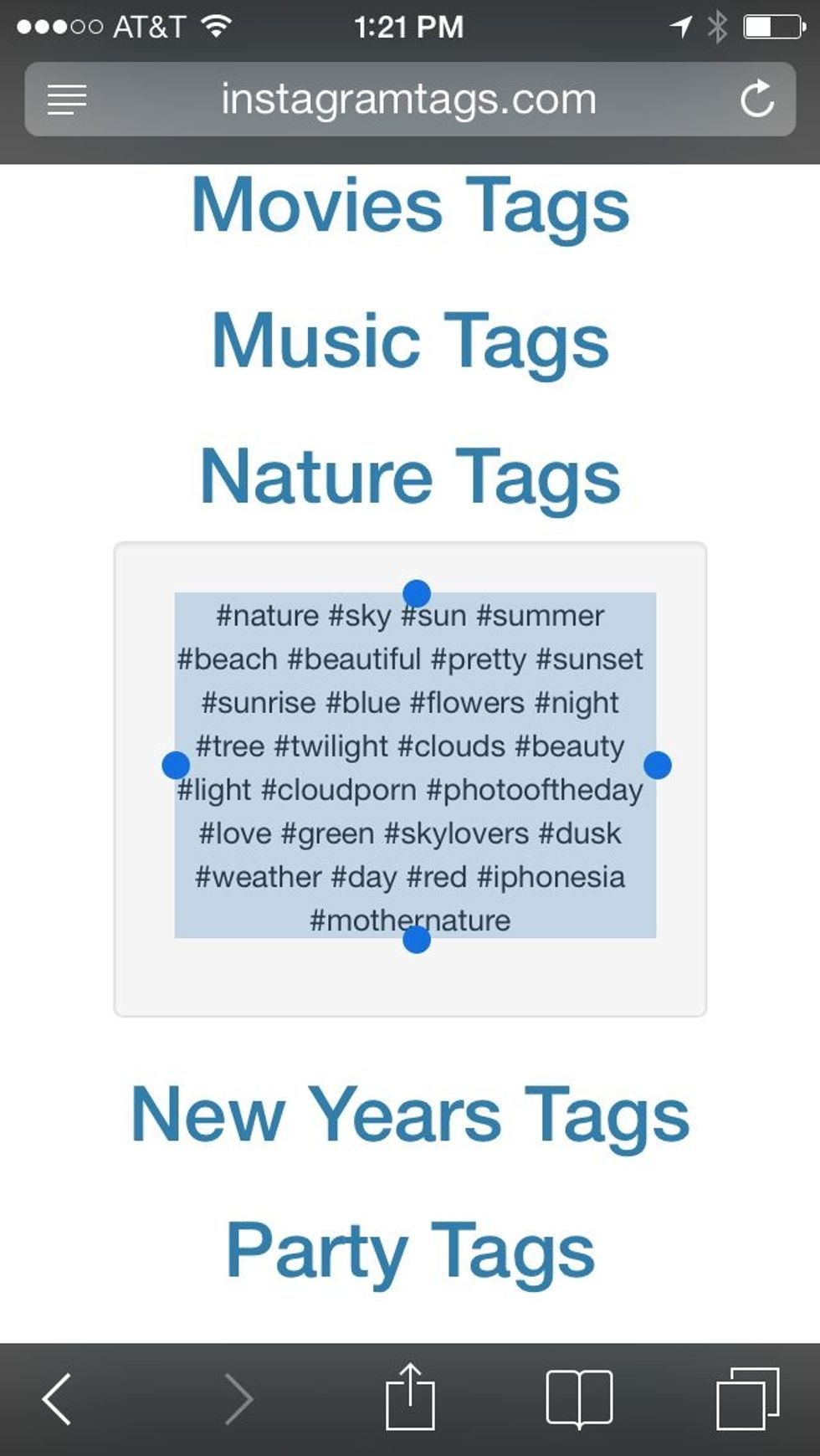 I picked Nature Tags. I copied them.