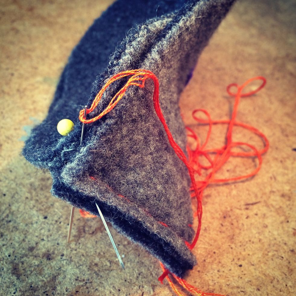 I pin the top and bottom together then start sewing the top to the bottom.