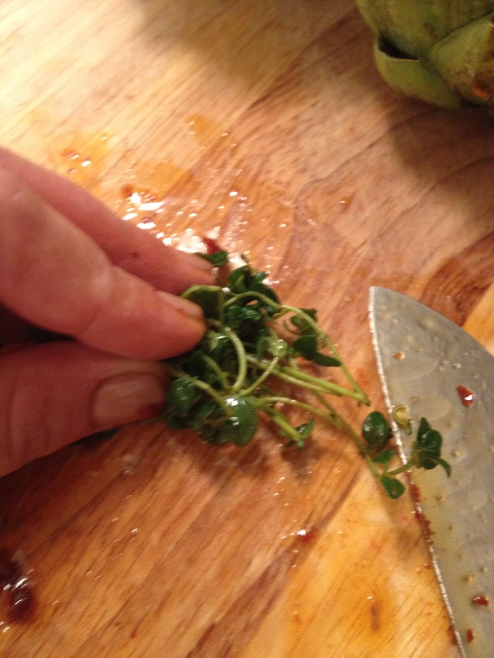 I pinch the herb and chop it ...