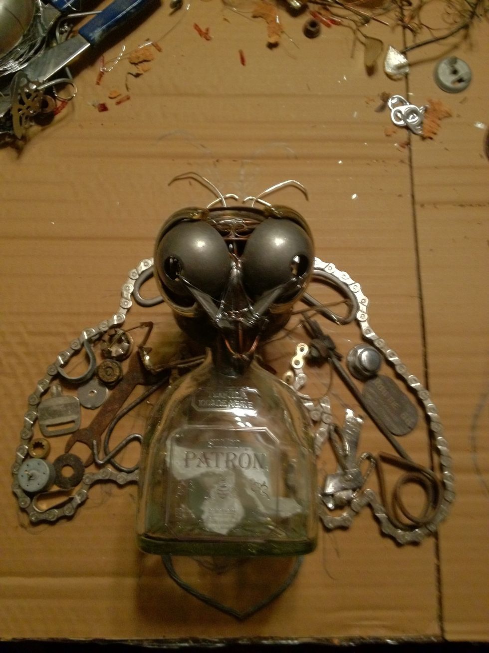 I placed things down on the sketch to see how it would pull together. Some I used some not. This was the Aesthetic part of my concept. I then had to start building to make sure it would function.