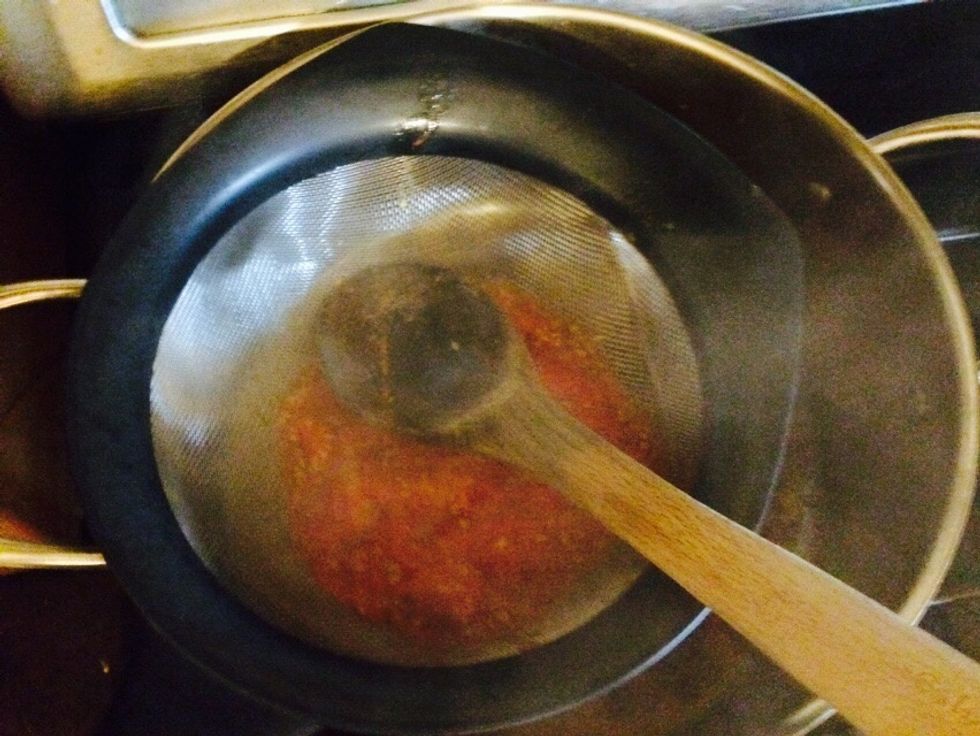 I pour into the strainer and allow it to drain over the meat I already had in the pot.