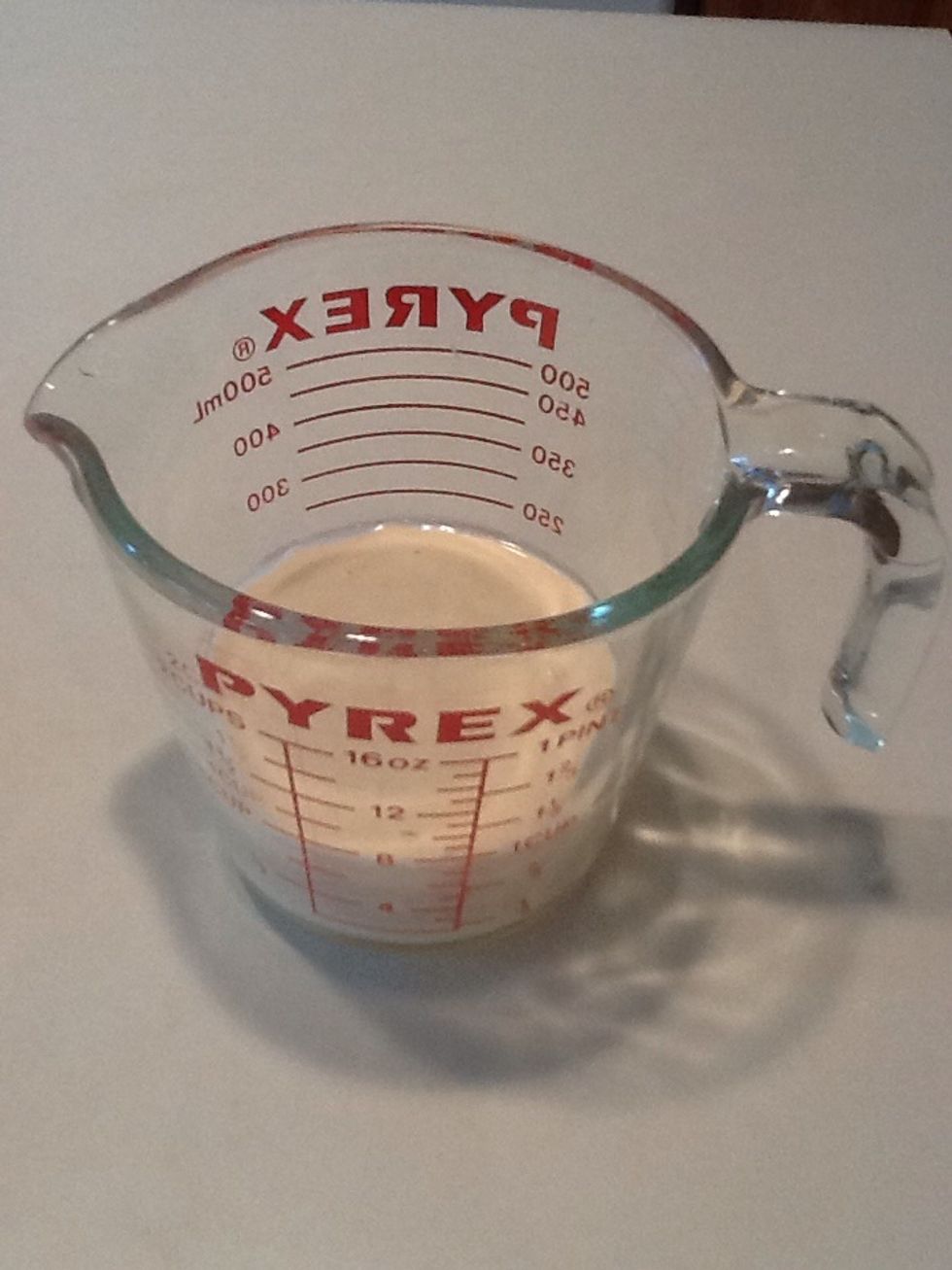 I pour the mix back into my measuring cup to make it easier to pour the batter on the griddle.