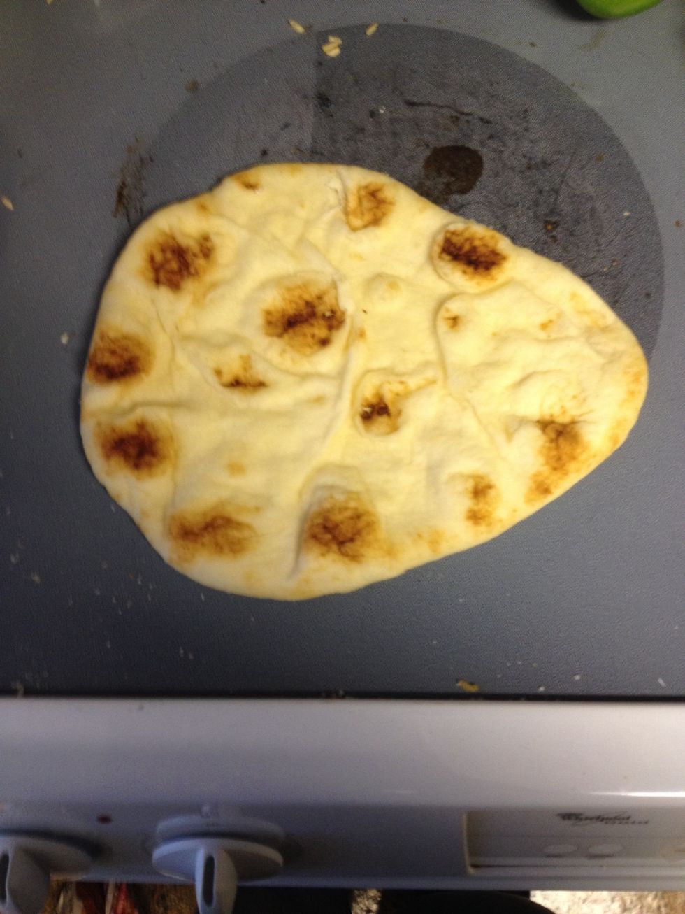 I prefer naan because it's so soft and delicious but you could also use pita or crescent rolls or something homemade.