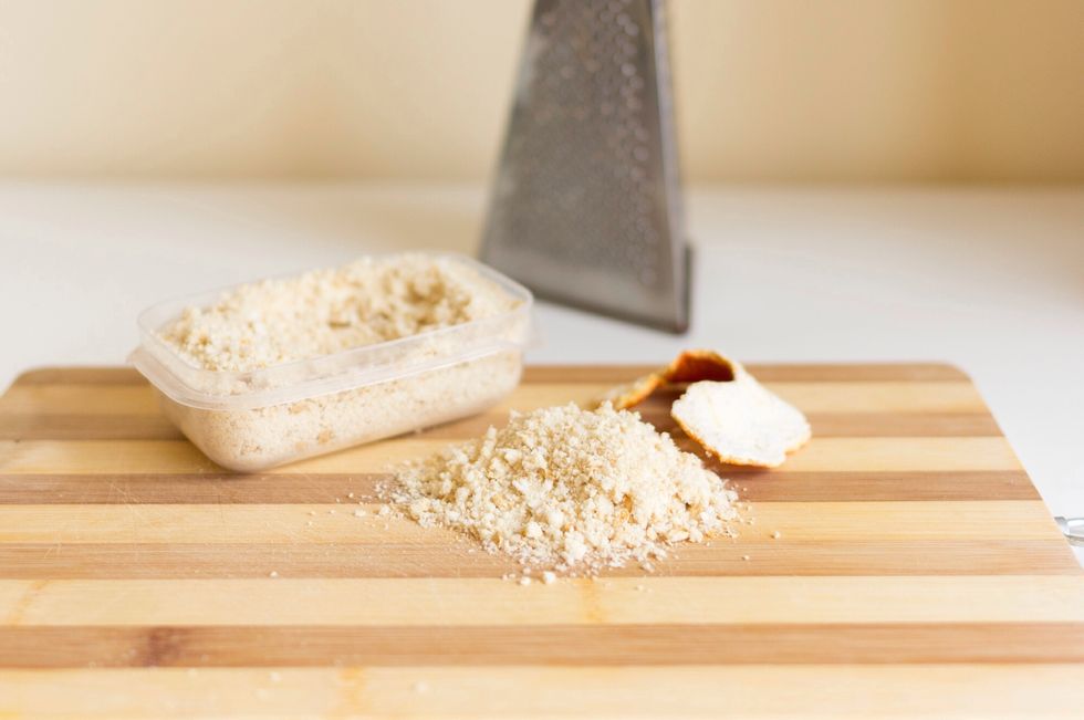 I prefer to grate more than I need to use, and store the rest in a container for the next time. You can store it for months in a dry and dark place.